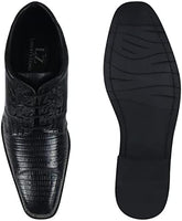 Men's Black Leather Lizard Style Lace Up Ankle Dress Boots